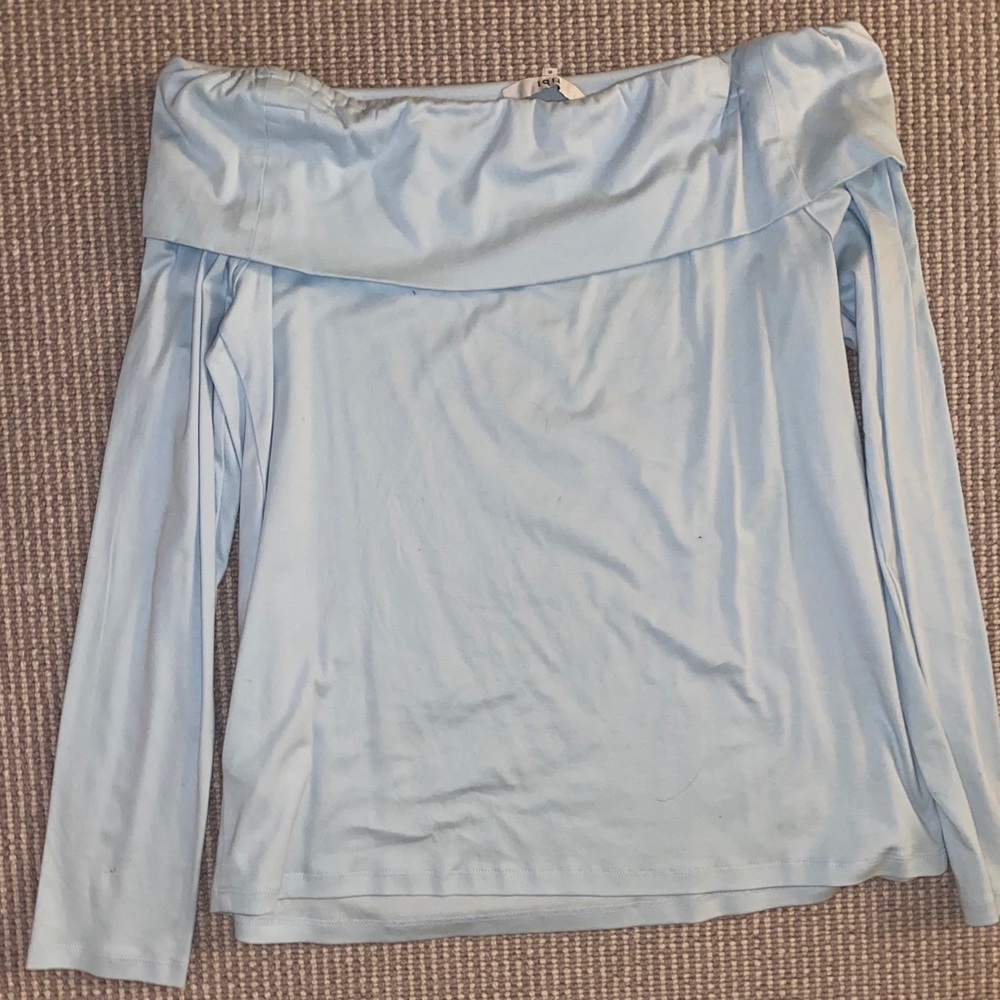 Tibi - light blue off the shoulder shirt